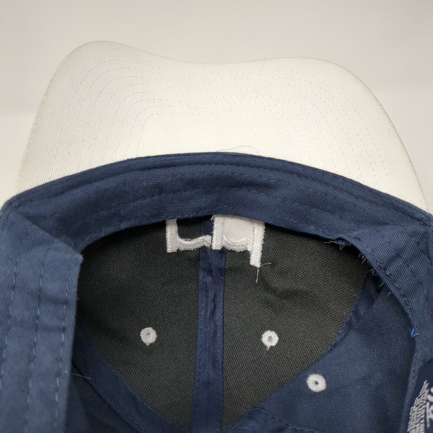 Rrj Strapback Hat Blue One Size Adjustable Embroidered Vented Holes 6 Panel Hit