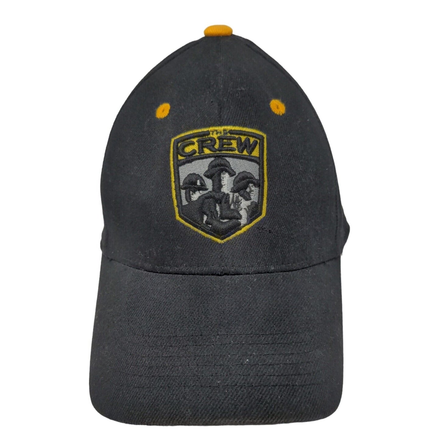 Top of the World Men's Fitted Hat Black Embroidered The Crew Logo Cotton Blend