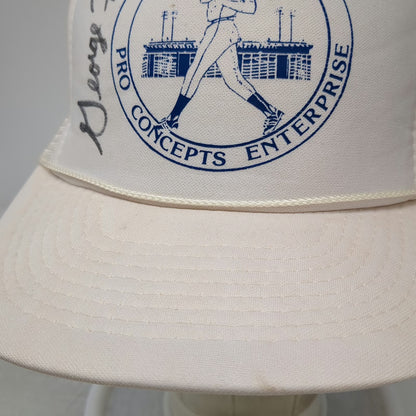 Cap Traffic Trucker Hat White One Size George Foster Signed Mesh Back Snapback