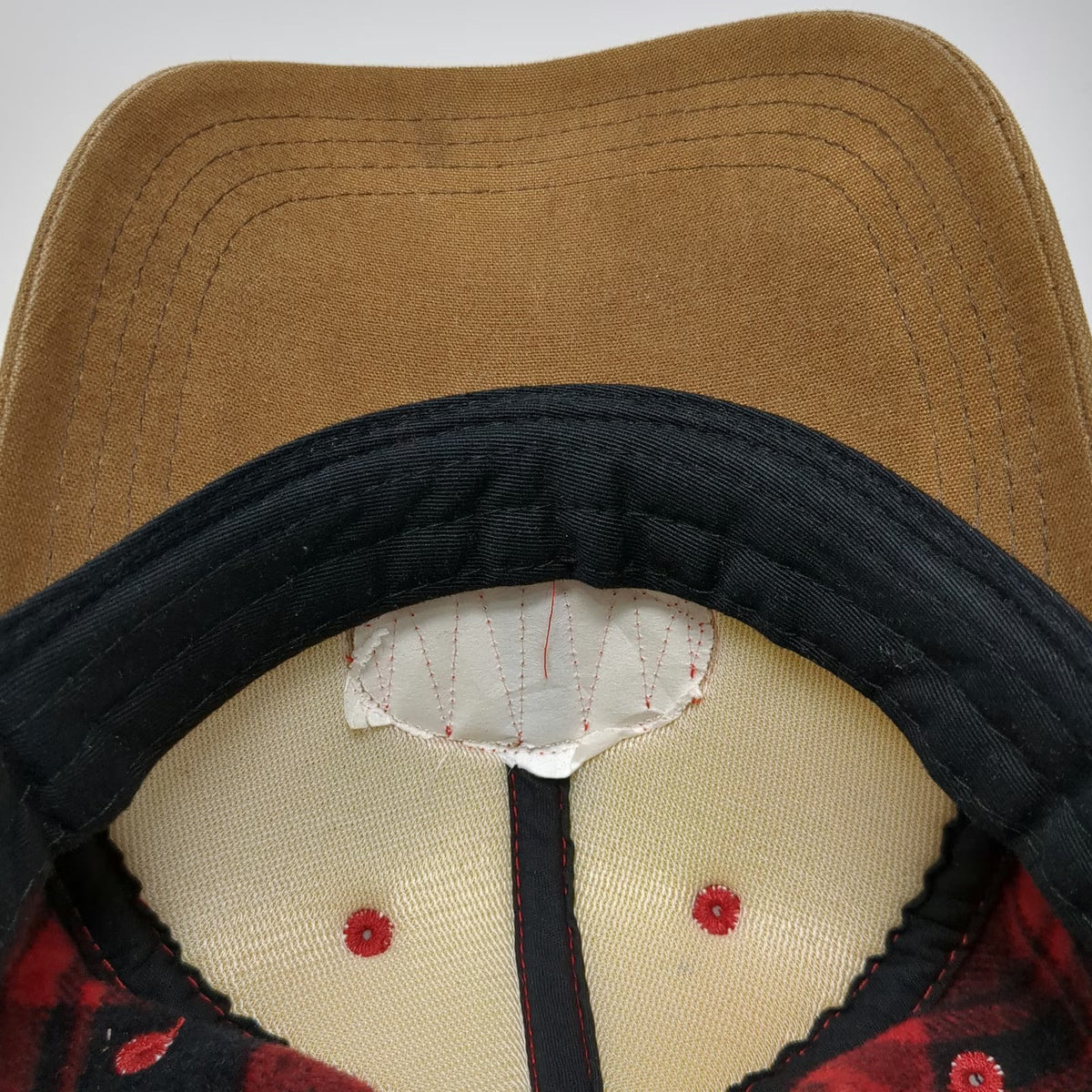 Legacy Baseball Cap Red Black Bogus Basin Plaid Leather Patch One Size Hat