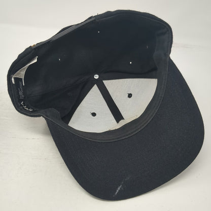 RVCA Snapback Black One Size Faux Leather Patch Acrylic Wool Flat Brim Hat