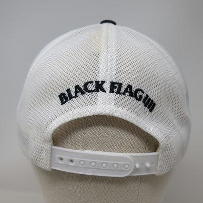 Yupoong Black Flag Band Trucker Hat White One Size Mesh Snapback Logo Graphics