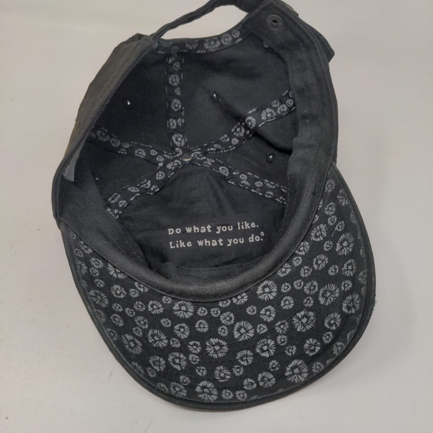 Life Is Good Slideback Hat Black One Size Embroidered Patch Adjustable