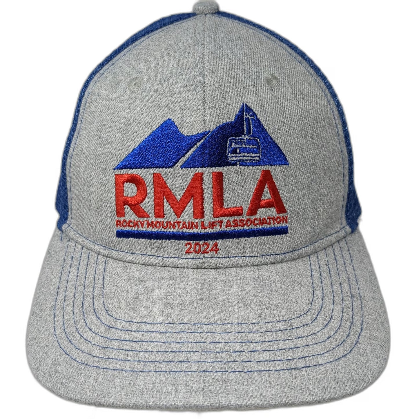 Knight Equipment Co Trucker Hat Gray Blue Red One Size RMLA Ski Lift 2024 Mtn