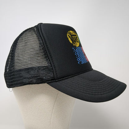 Vans Trucker Hat Black One Size Mesh Back Snapback Palm Tree Checkerboard
