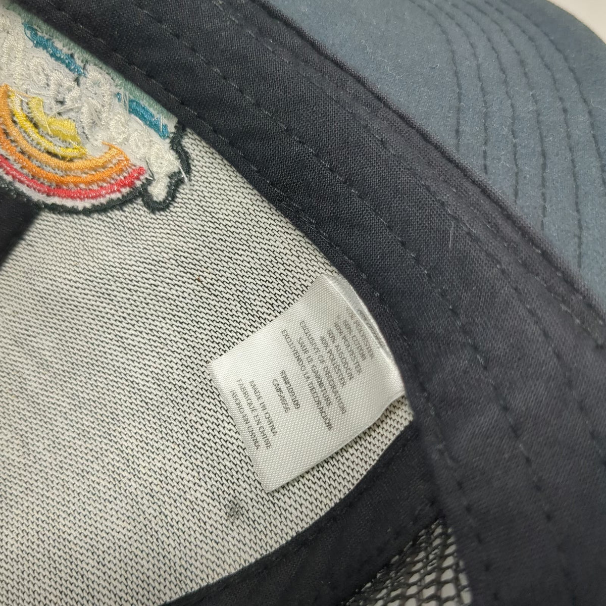 Life is Good Trucker Hat Blue One Size Rainbow Graphic Mesh Snapback Patch