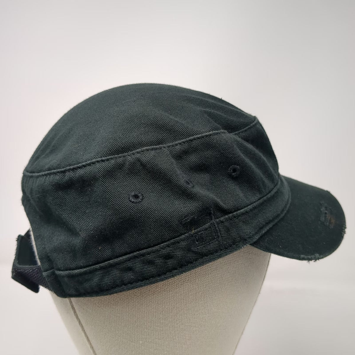 District Army Cap Black One Size Pink Posh Script Embroidery Frayed Edge Hat
