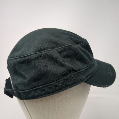 District Army Cap Black One Size Pink Posh Script Embroidery Frayed Edge Hat
