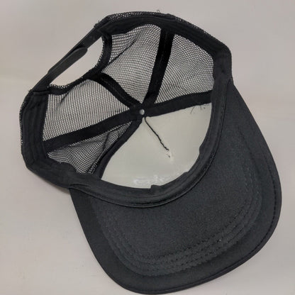 Emoto Snapback Mesh Back Trucker Hat Black One Size Solid Embroidered
