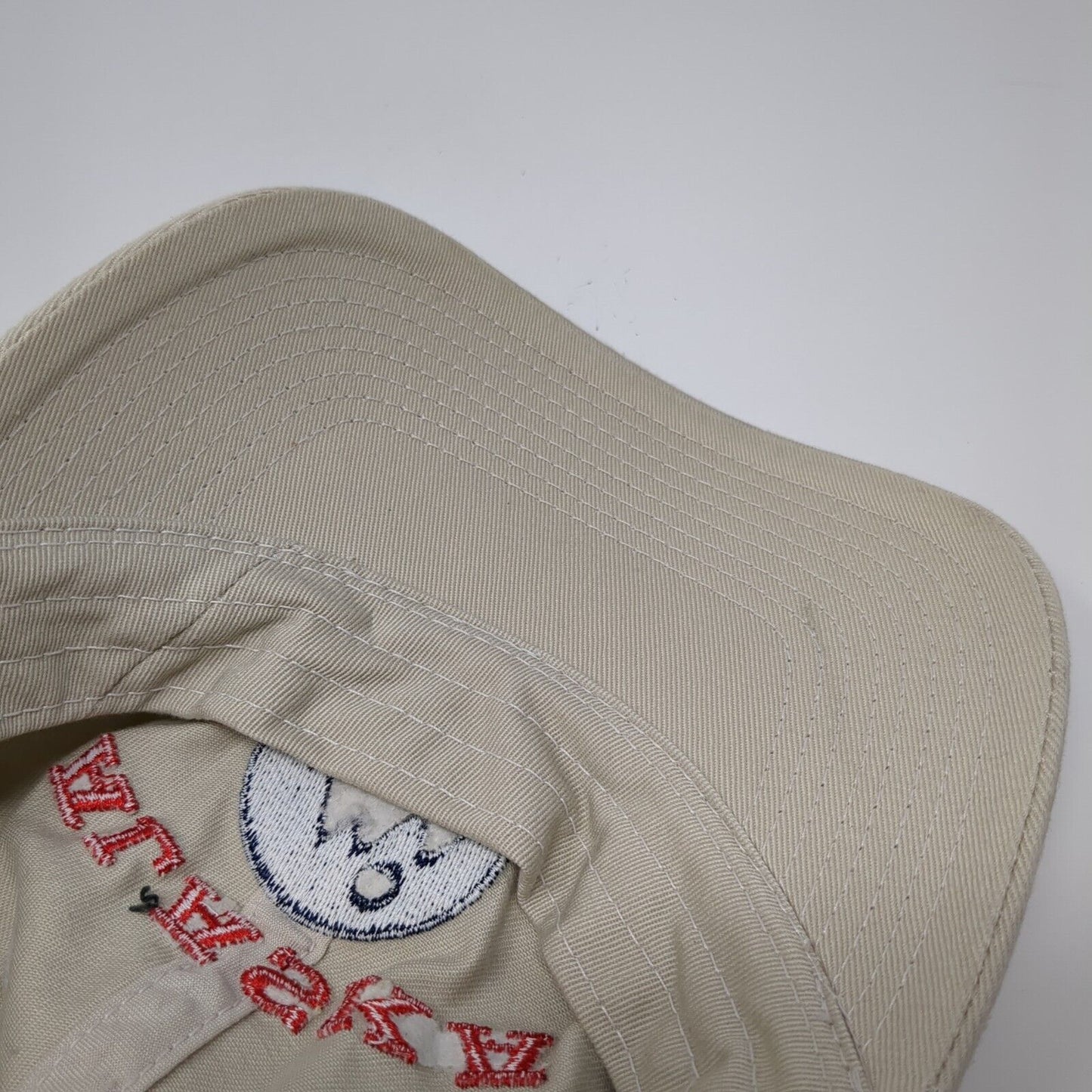 Alaska Slideback Hat Tan One Size Adjustable Embroidered Vented Holes 6 Panel