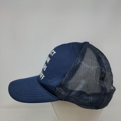 Elect Frank Mullin For Sheriff Adult Snapback Trucker Hat Blue OS Rope Mesh Back