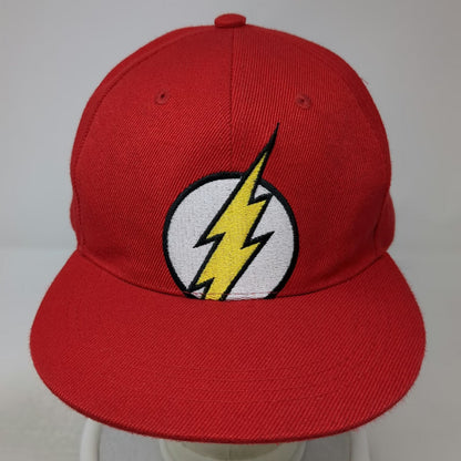 Six Flags Snapback Hat Red OSFM The Flash DC Comics Lightning Bolt Adjustable