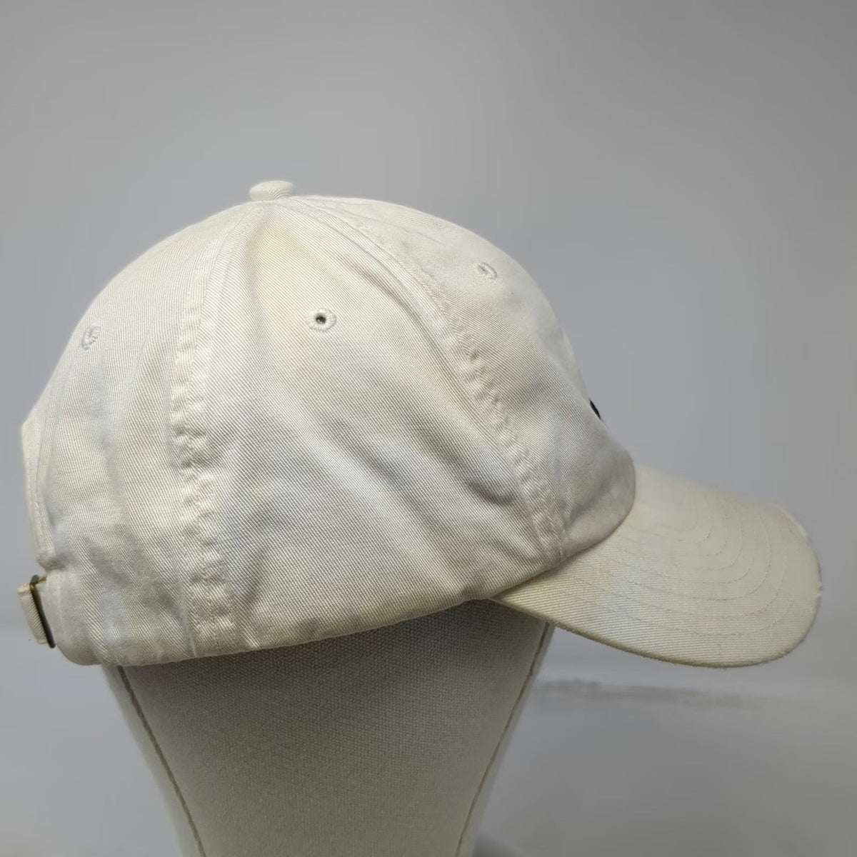 Nike Baseball Cap Beige Black Embroidered Swoosh Slideback Cotton Hat Vintage