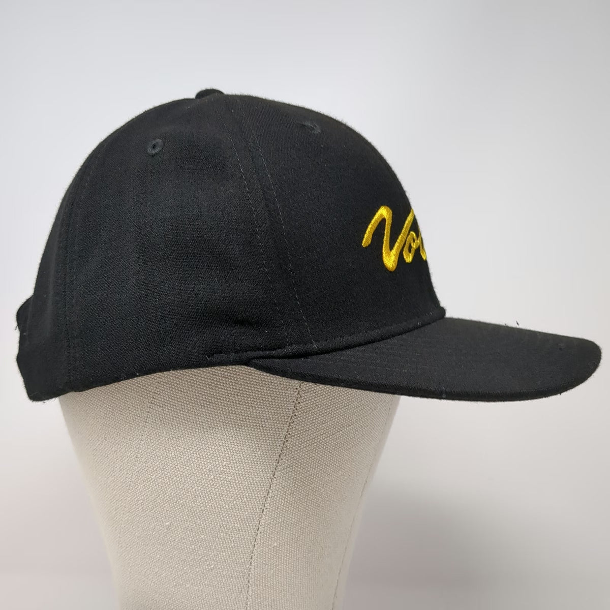 Volcom Snapback Hat Black One Size Yellow Script Logo Embroidery 6 Panel Cap