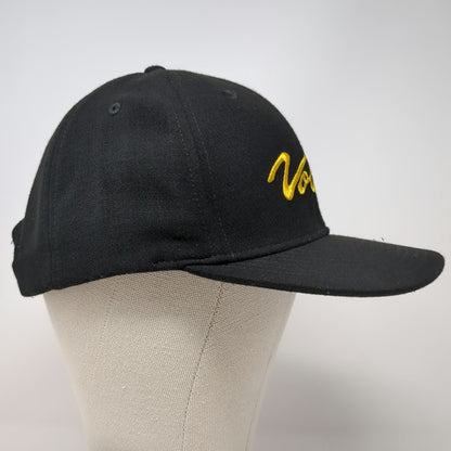 Volcom Snapback Hat Black One Size Yellow Script Logo Embroidery 6 Panel Cap