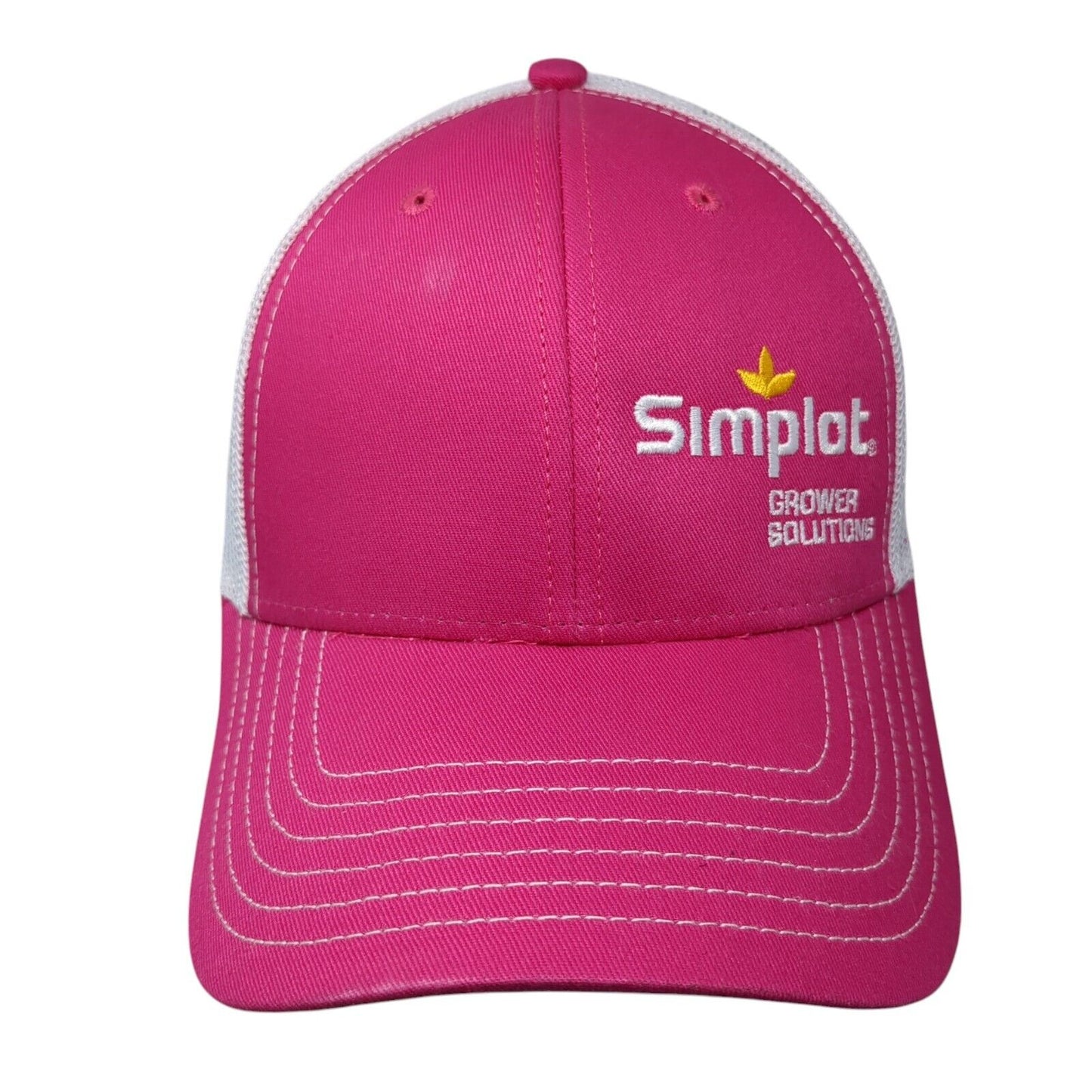 Simplot Grower Solutions Snapback Trucker Hat Pink OS Adjustable Mesh Back Otto