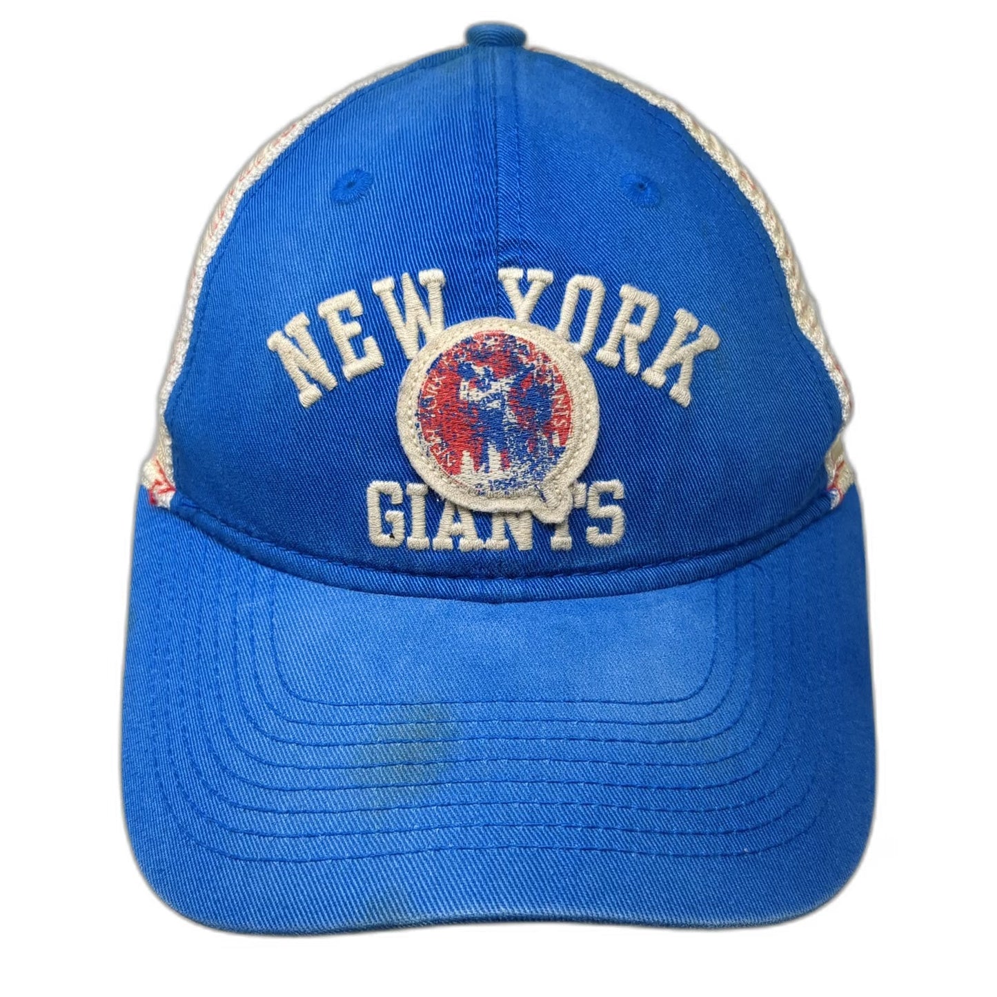 New York Giants NFL Reebok Trucker Hat Blue Beige Red One Size Snapback Mesh