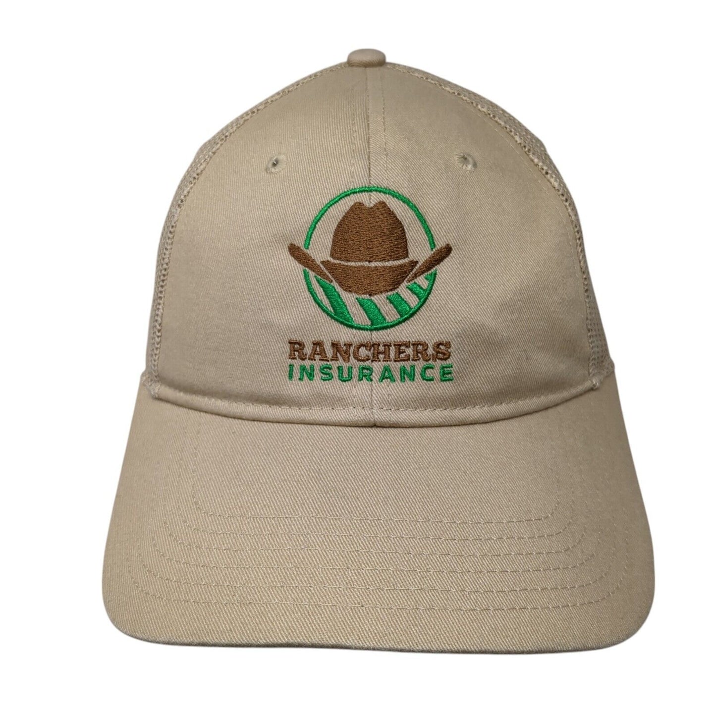 Ranchers Insurance Snapback Trucker Hat Tan One Size Mesh Back Otto