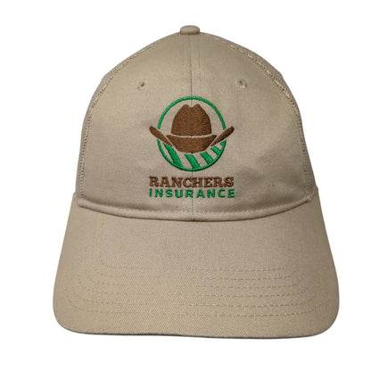 Ranchers Insurance Snapback Trucker Hat Tan One Size Mesh Back Otto