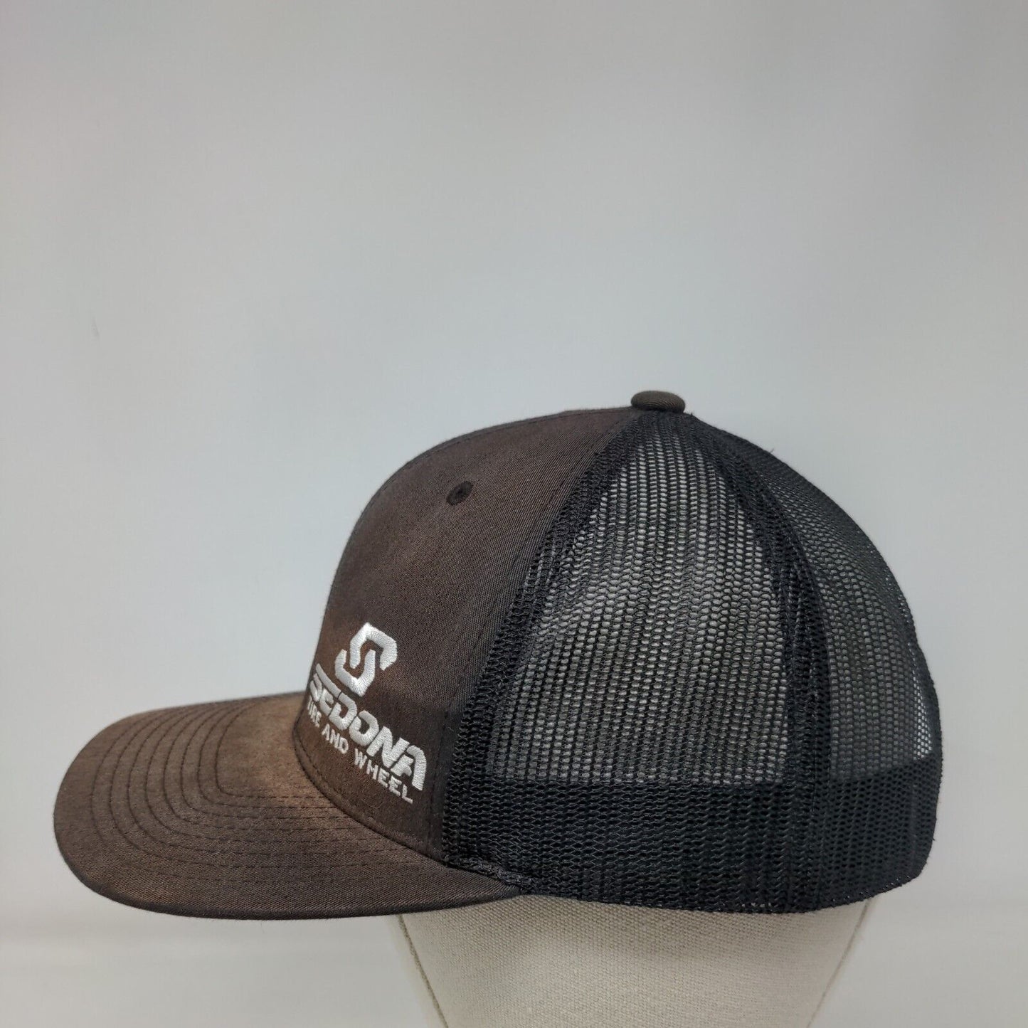 Sedona Tire and Wheel Snapback Trucker Hat Black One Size Adjustable Mesh Back