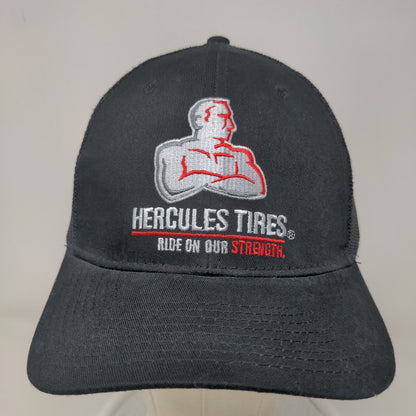 Hercules Tires Men's Snapback Mesh Back Trucker Hat Embroidered Logo Black