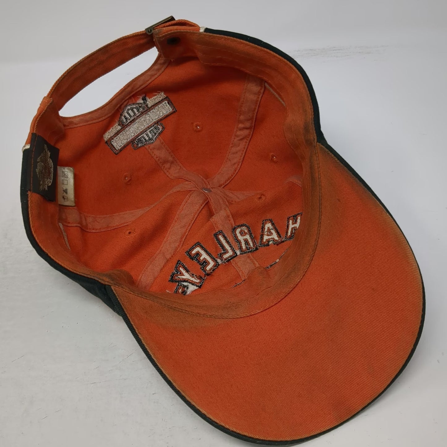 Harley-Davidson Baseball Cap Orange One Size Embroidered Slideback Cotton Hat