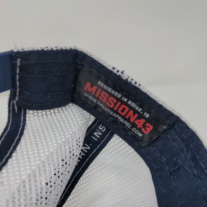 Mission43 Snapback Trucker Hat Blue OS Adjustable Embroidered Mesh Back 6 Panel