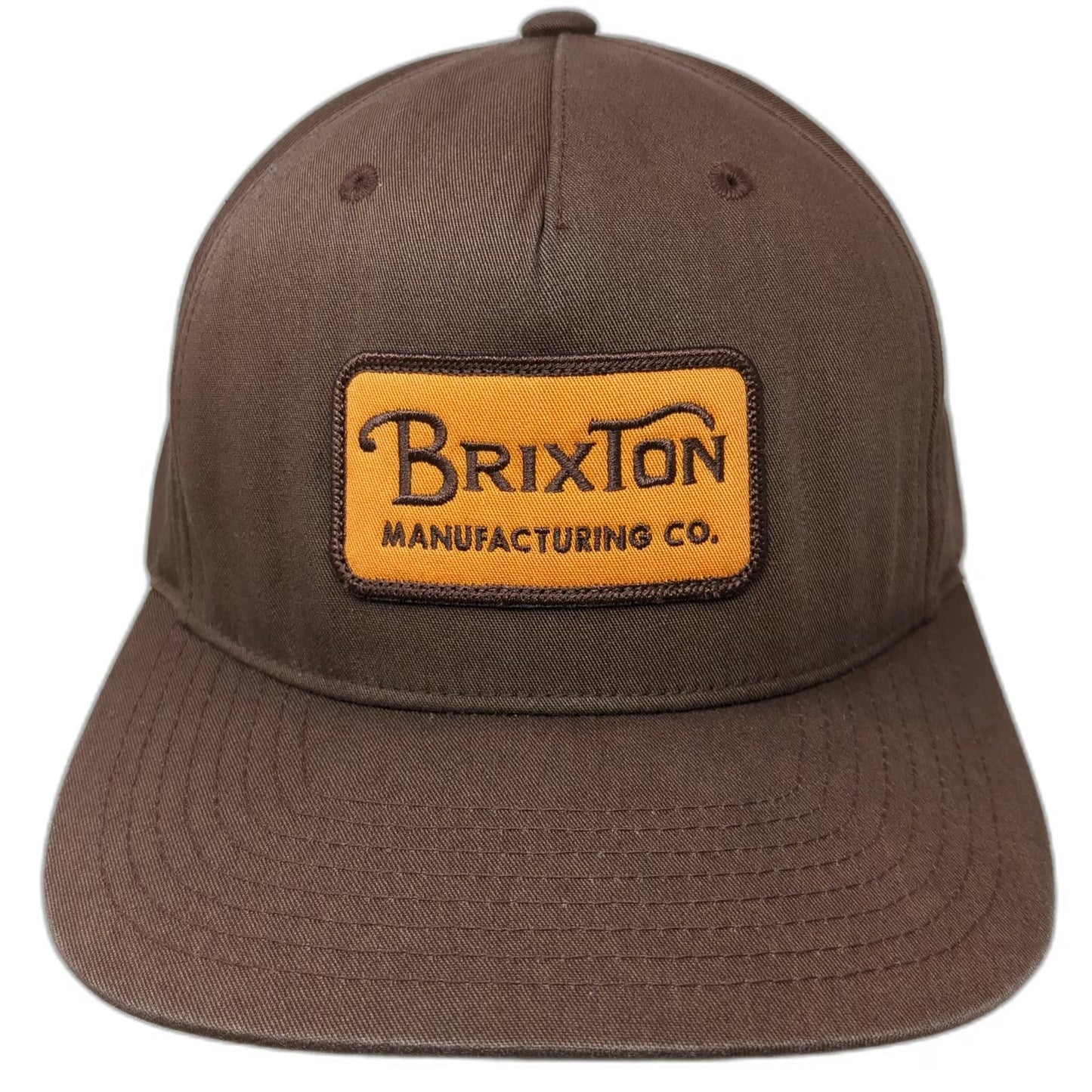 Brixton 5 Panel Brown Hat One Size Manufacturing Co Patch Snapback Flat Bill