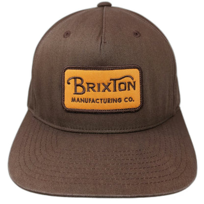 Brixton 5 Panel Brown Hat One Size Manufacturing Co Patch Snapback Flat Bill