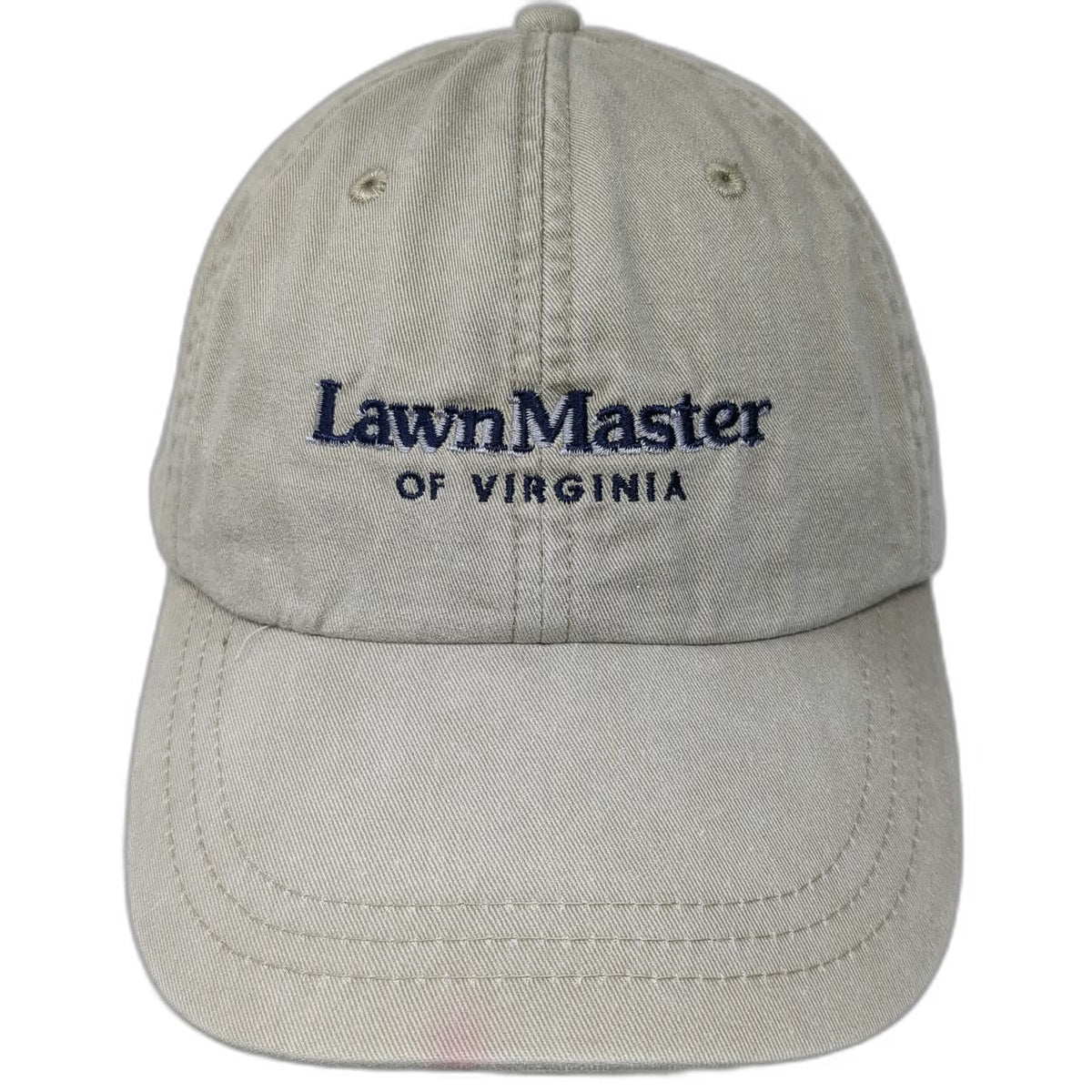Adams Baseball Cap Beige Blue One Size LawnMaster Virginia Leather Strap Hat
