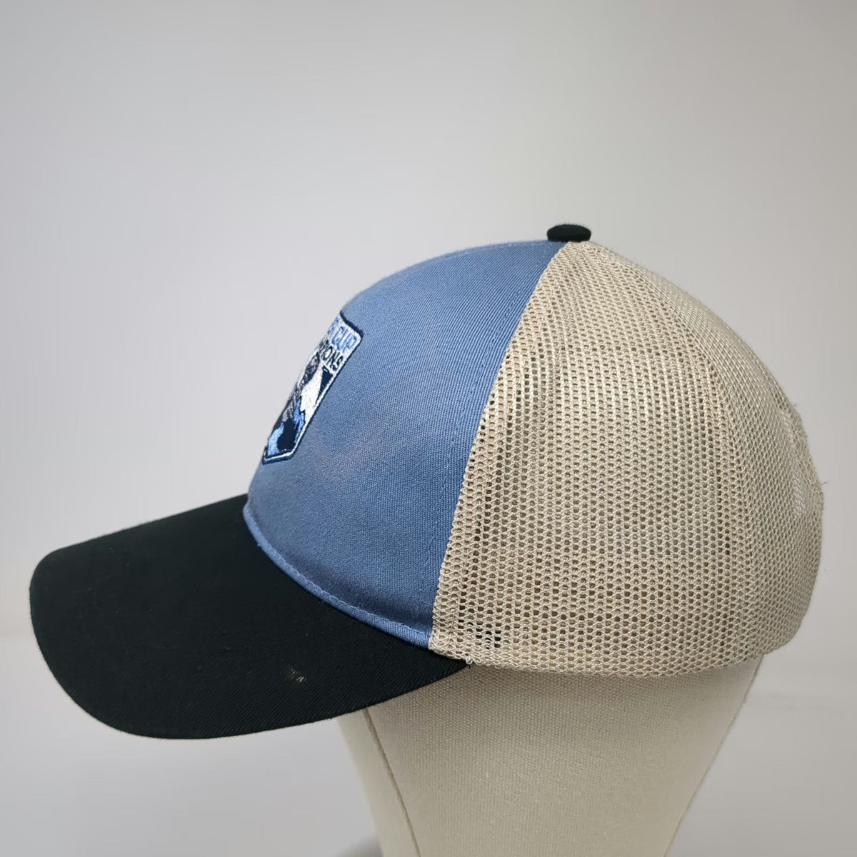 Authentic Pigment Trucker Hat Blue Black One Size River Cup Champions Patch