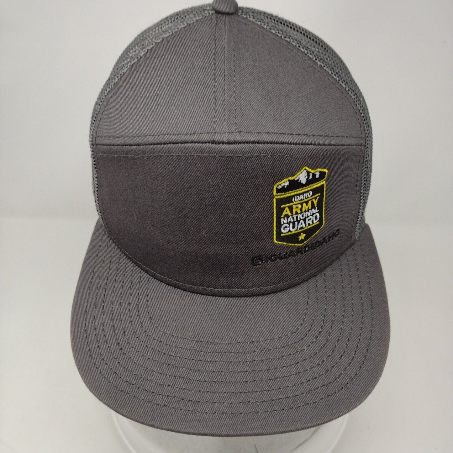 Idaho Army National Guard Snapback Trucker Hat Gray OSFM Mesh Back Otto
