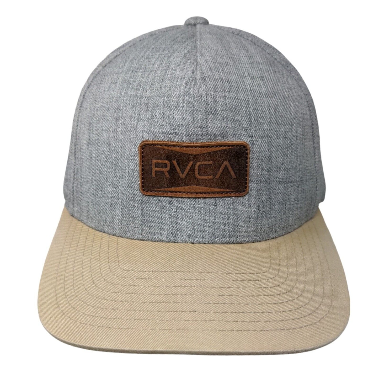 RVCA Snapback Hat Multi Mid Fit Leather Patch Colorblock Vent Holes