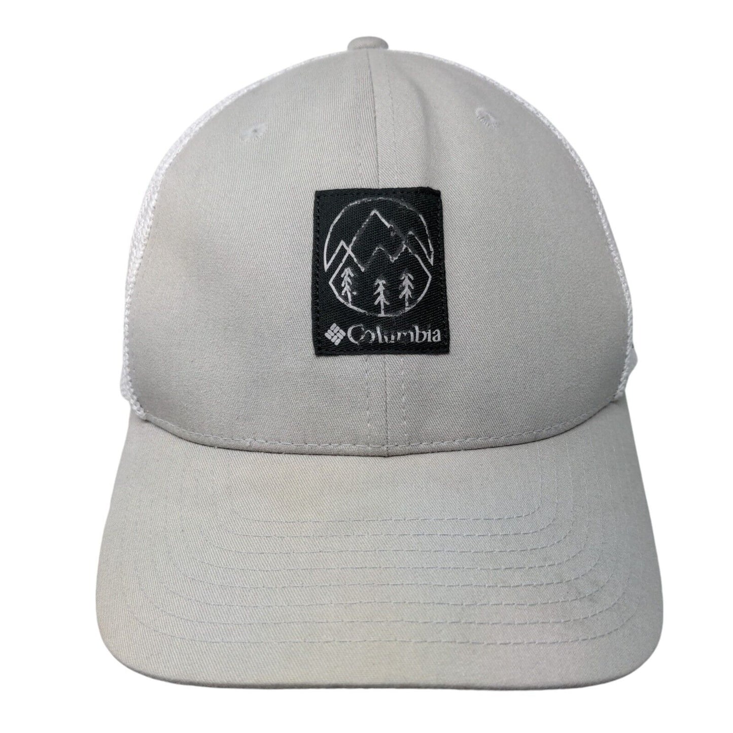 Columbia Fitted Trucker Hat Gray One Size Patch Logo Mesh Back Flexfit