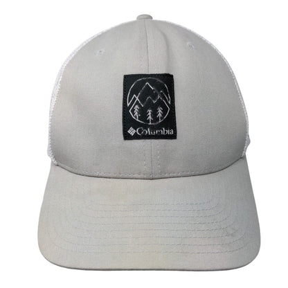 Columbia Fitted Trucker Hat Gray One Size Patch Logo Mesh Back Flexfit