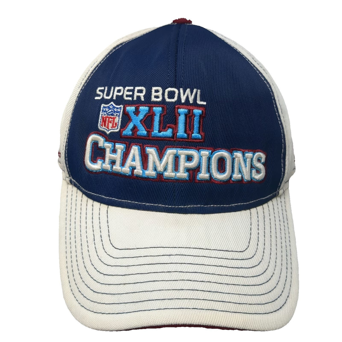NFL Reebok Super Bowl XLII Champions Hat White Blue Red One Size Sideline Cap