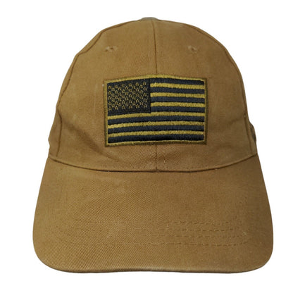American Flag Strapback Hat Brown One Size Adjustable Patriotic Voodoo Tactical