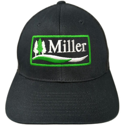 Flexfit Baseball Cap Black One Size Miller Beer Logo Trucker Mesh Stretch Hat