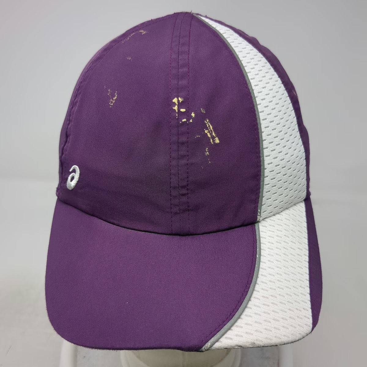 Asics Baseball Cap Purple One Size Mesh Panels Reflective Trim White Logo Hat