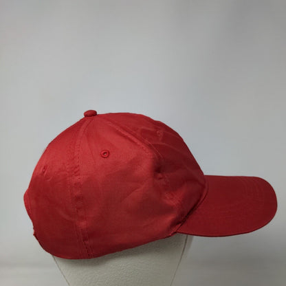 Unbranded Strapback Hat Red One Size Adjustable Vented Holes 6 Panel Blank