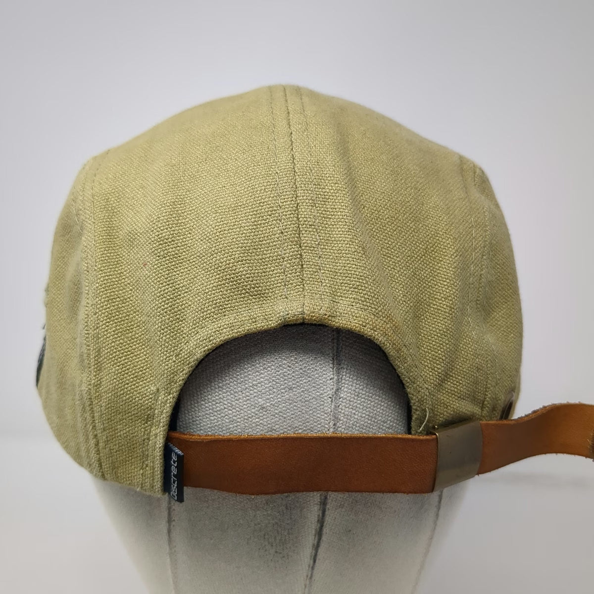 Discrete 5 Panel Beige Hat One Size Salt Lake City Farmers Market Leather Strap