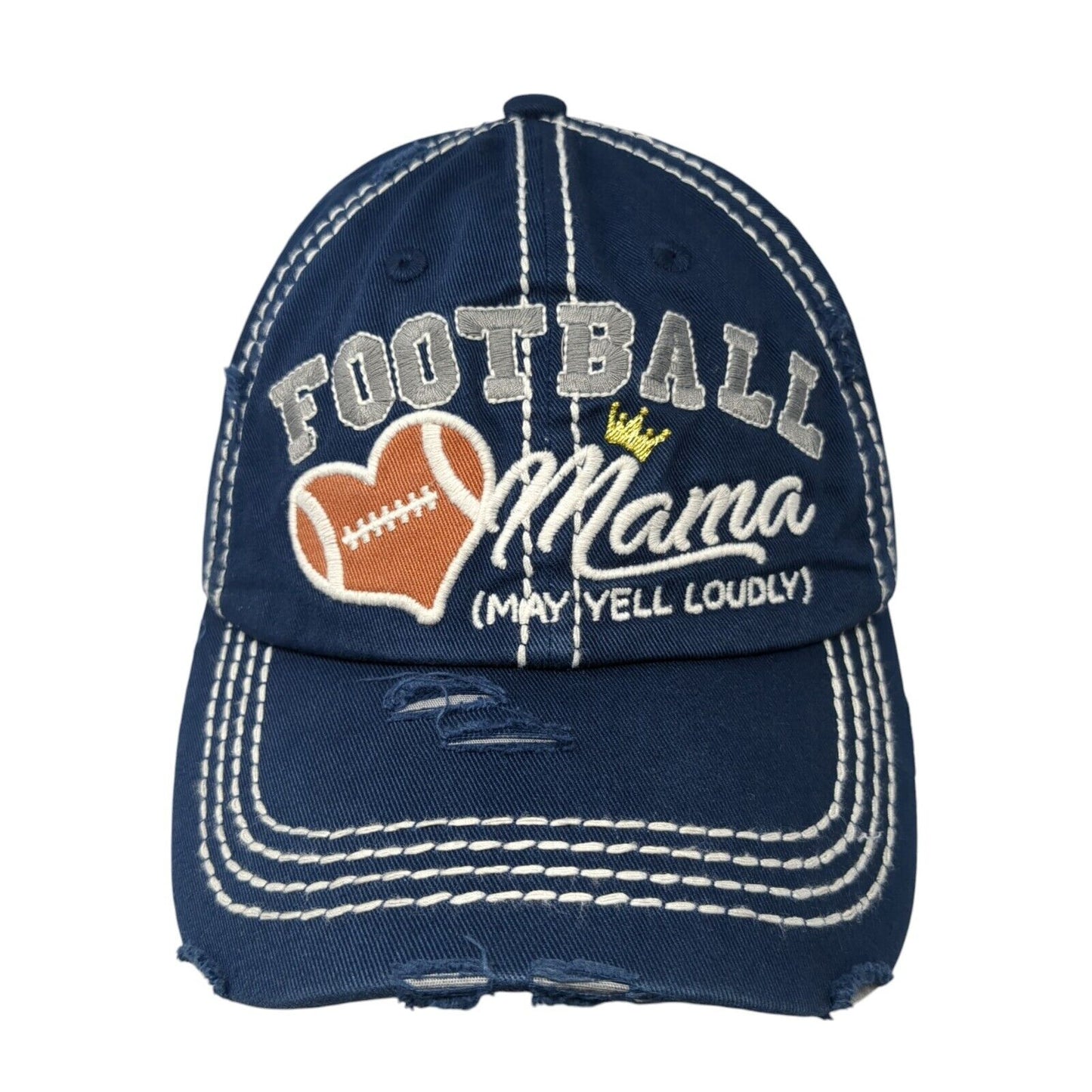 Football Mama May Yell Loudly Strapback Hat Blue OS KB ETHOS Vintage