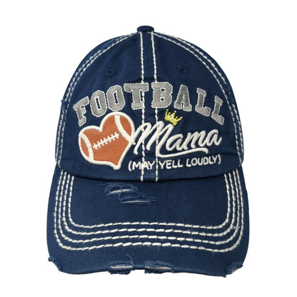 Football Mama May Yell Loudly Strapback Hat Blue OS KB ETHOS Vintage