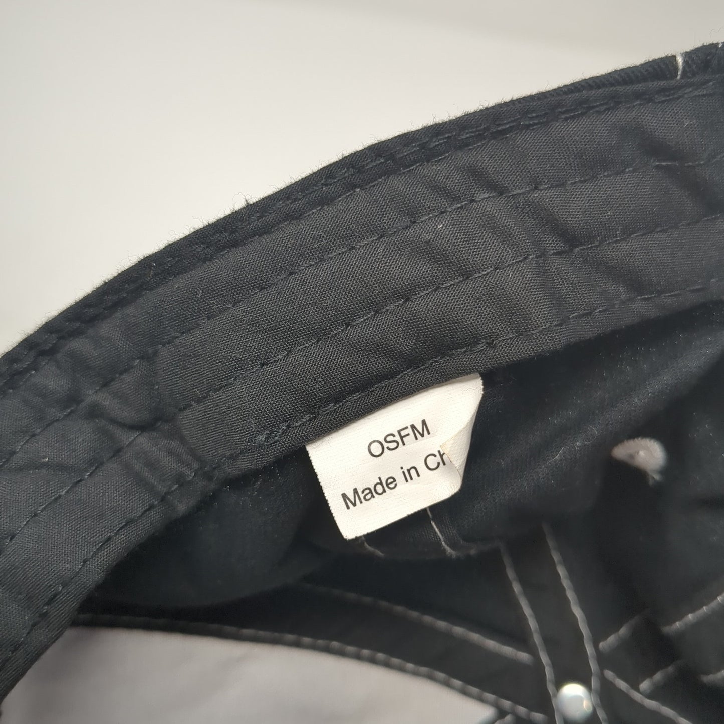 Unbranded Strapback Hat Solid Black 6 Panel Vent Holes Blank Adjustable