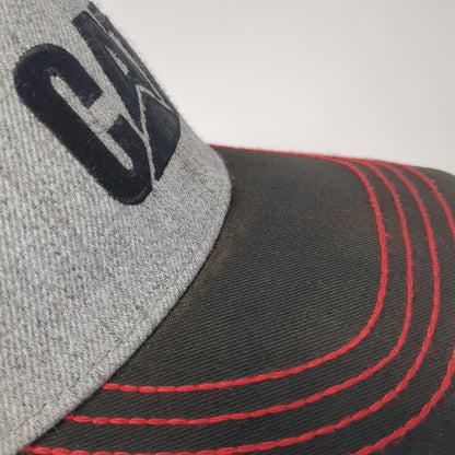 CAT Baseball Cap Gray Black Red One Size Stretch Fit Mesh Back Stitching Hat