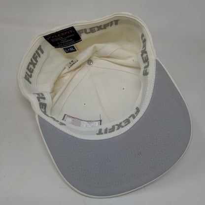 MD Mitchell Dean Fitted Hat Cream L/XL Embroidered 6 Panel Flexfit Yupoong