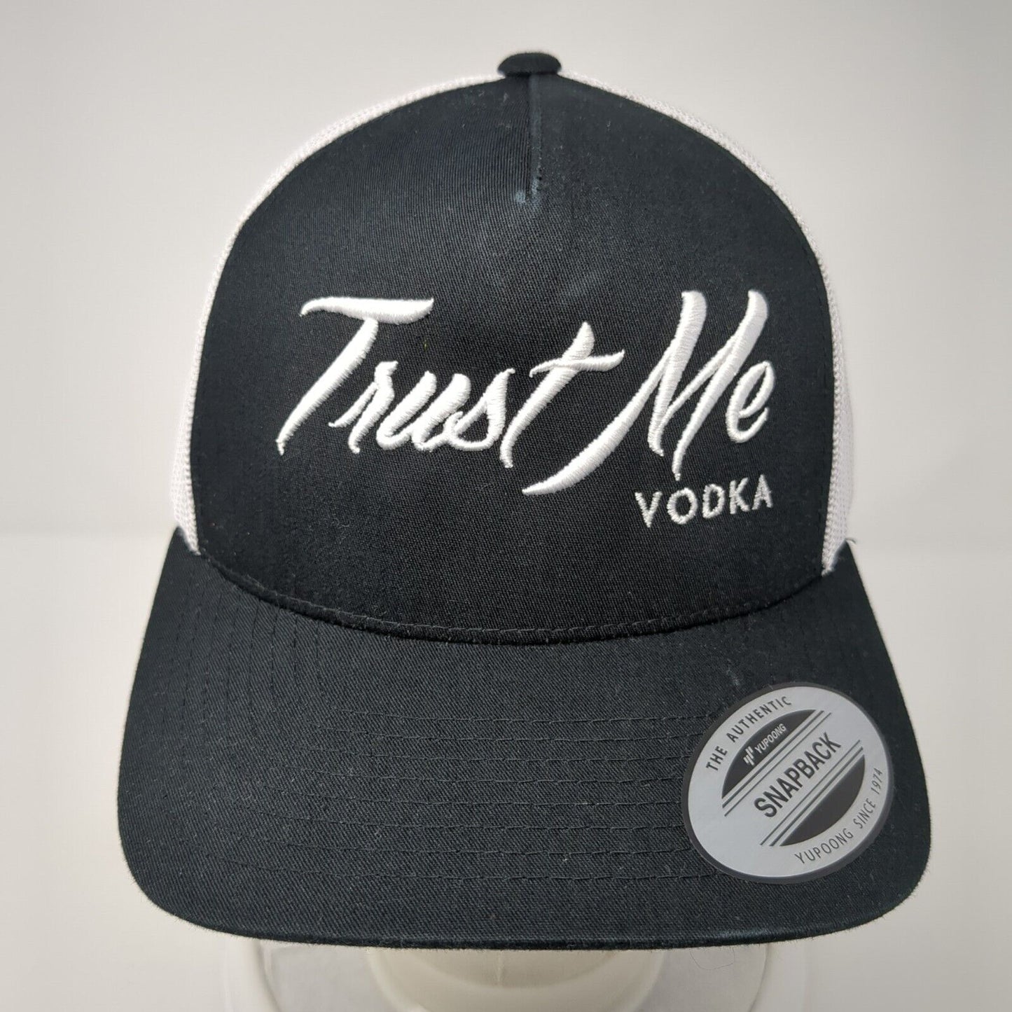 Trust Me Vodka Snapback Trucker Hat Black One Size Mesh Back Yupoong