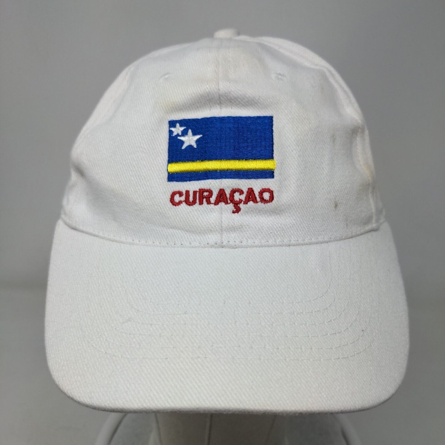 Flag Of Curacao Slideback Hat White One Size Emboidered Adjustable