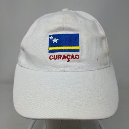 Flag Of Curacao Slideback Hat White One Size Emboidered Adjustable