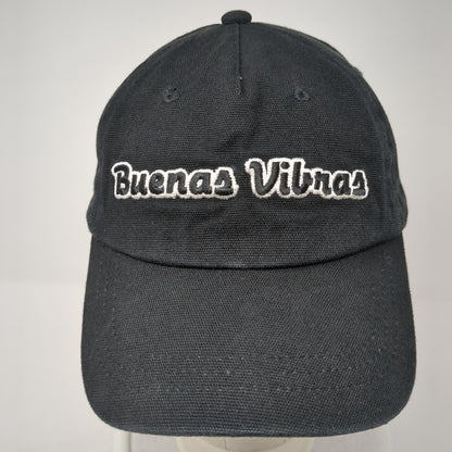 Buenas Vibras Slideback Hat Black One Size Adjustable Leather Strap